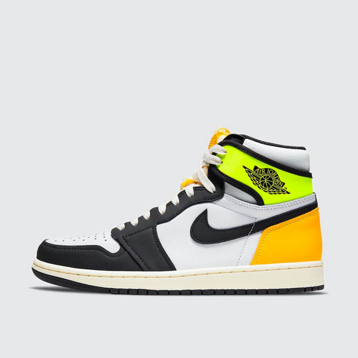 Jordan 1 Retro High White Black Volt University Gold