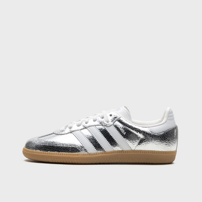 Adidas Samba Silver Metallic Cracked Leather