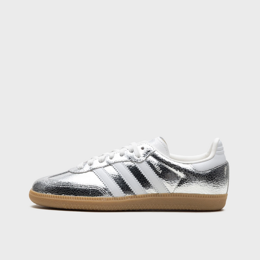 Adidas Samba Silver Metallic Cracked Leather