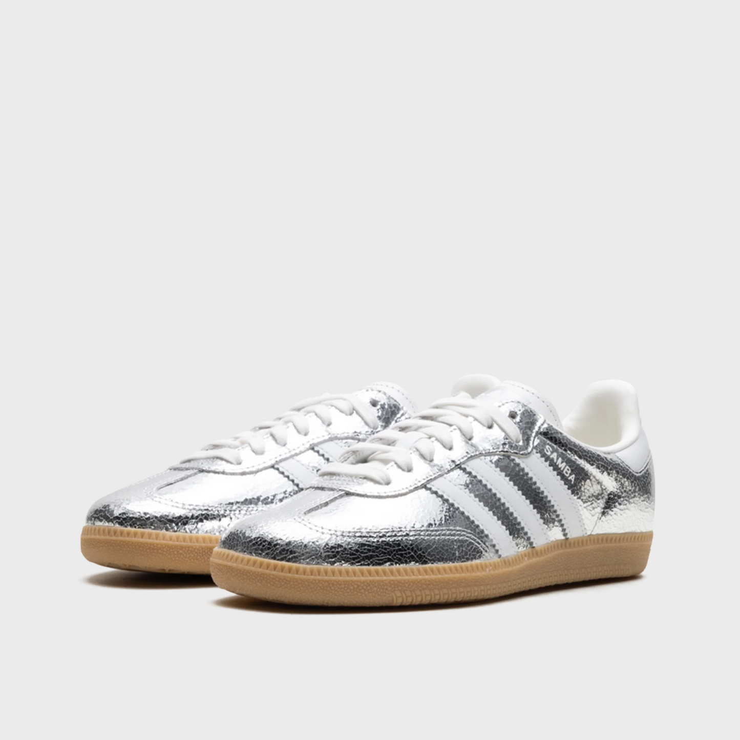 Adidas Samba Silver Metallic Cracked Leather