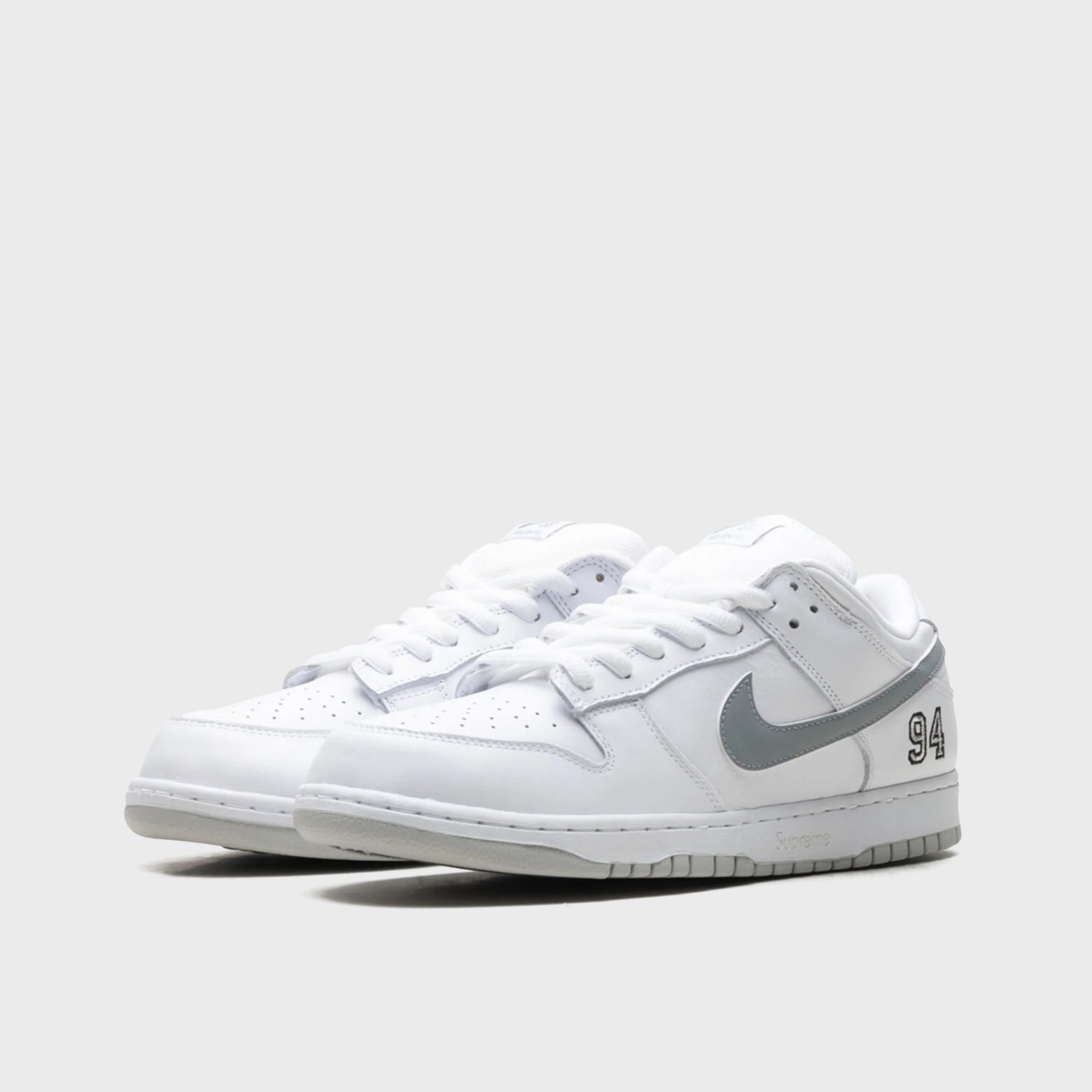 Nike SB Dunk Low Supreme 94 White Metallic Silver