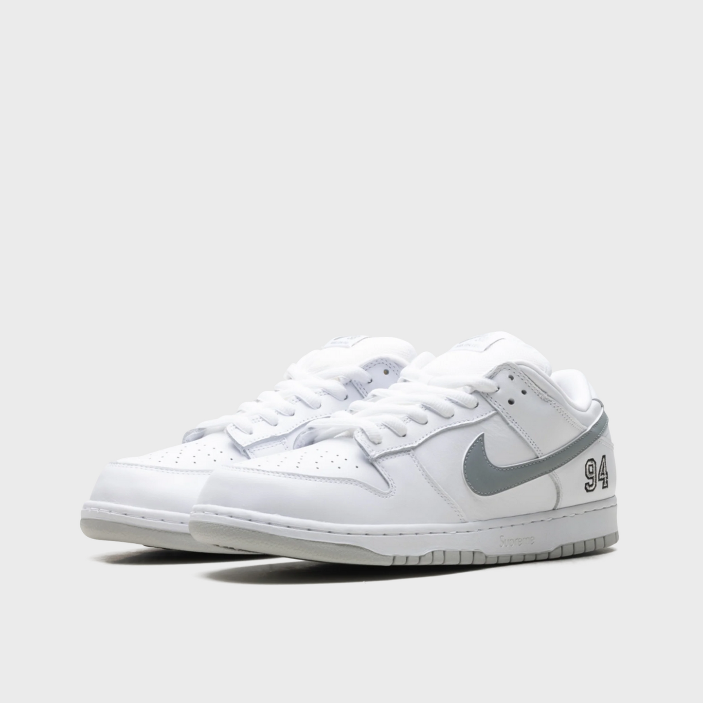Nike SB Dunk Low Supreme 94 White Metallic Silver