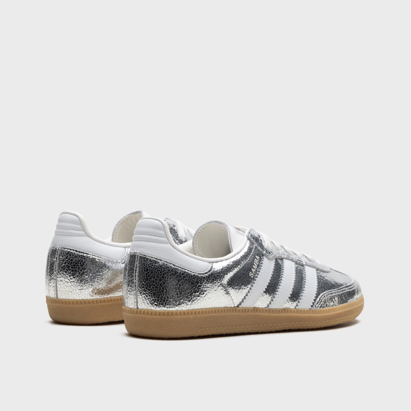 Adidas Samba Silver Metallic Cracked Leather