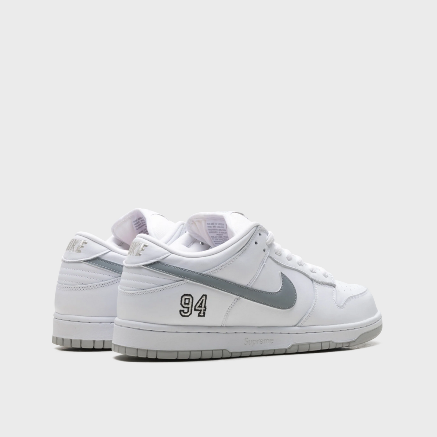 Nike SB Dunk Low Supreme 94 White Metallic Silver